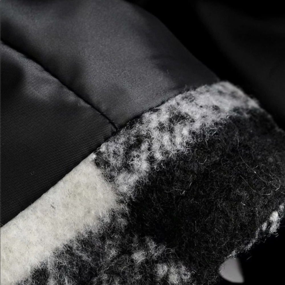 Boho chic plaid checkered black button fall coat - Picture 14 of 16